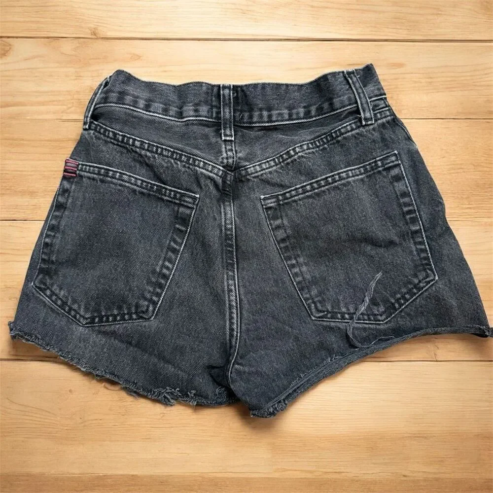 BDG Mom High Rise Baggy Black Gray Denim Shorts 25 Grunge Retro 90s